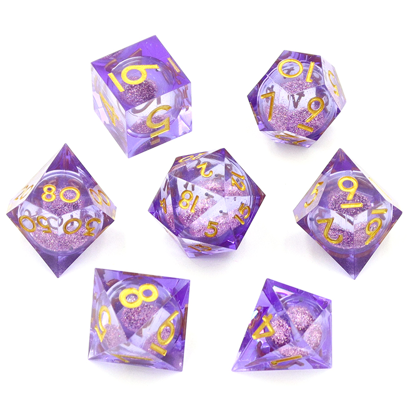 Customized Color and Logo Printed 7 RPG Polyhedral Resin Dice Set for DND Games