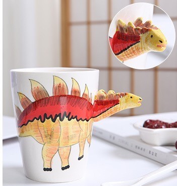 Stegosaurus Triceratops 9x11cm Hand Painted Ceramic Mugs