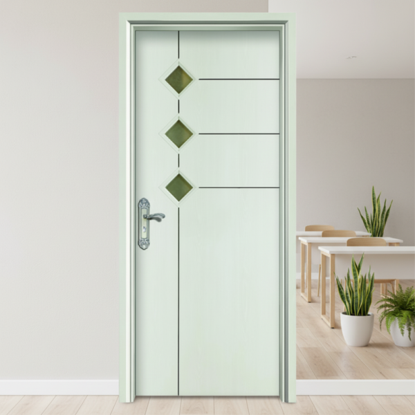 Durable WPC Glass Door with Hollow Composite Frame Providing Moisture Resistance Heat Insulation and Superior Strength