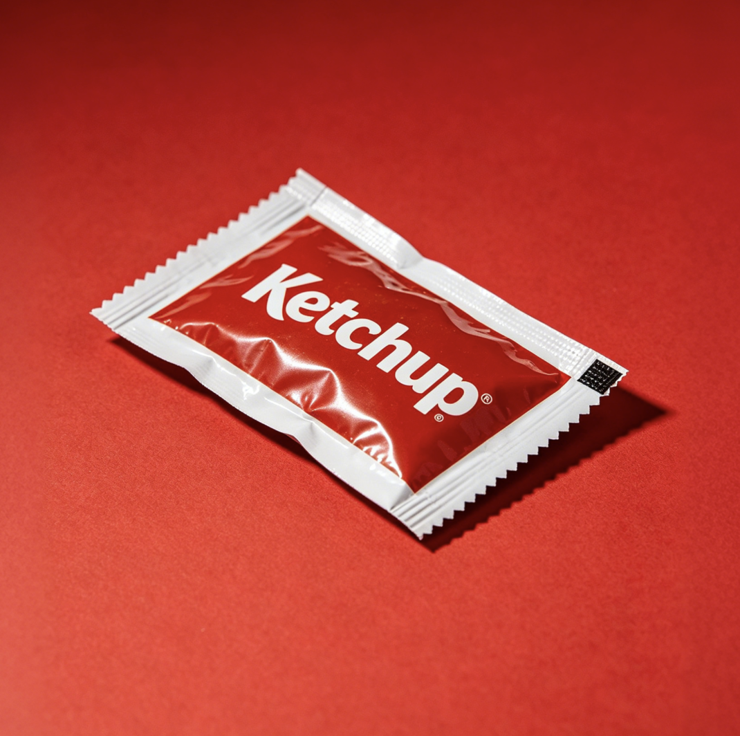 Custom Printed Ketchup Sachet with Precision Notch and High Barrier Film for Restaurants and Fast Food