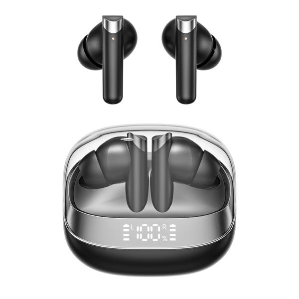 ETEK Wireless Earphones Bluetooth 5.4 ANC Earphone F10 Copper Ring Speaker 300mAh Case Black White Complexion