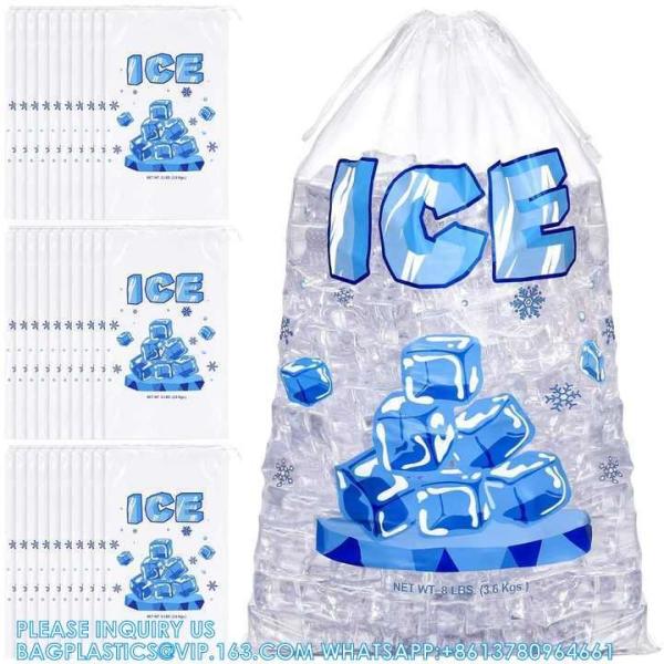 15 Lb. Plastic Drawstring Ice Bags 14 X 24 Inch Heavy-Duty Plastic Ice Bags With Plastic Draw String 2.8mil
