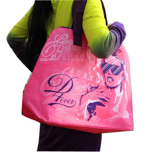 Green / Blue / Pink / Orange 75g Zipper Shopping Bag, Non Woven Carry Bags For Ladies