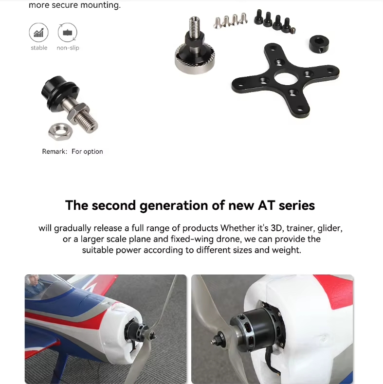 T-MOTOR AT2820 Long Shaft 880KV 1050 1250 3-4S Brushless Motor for Fixed Wing Uav