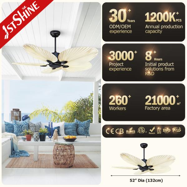 декоративная вилла экзотическая Малайзия потолочного вентилятора 1stshine 5 лезвий ладони