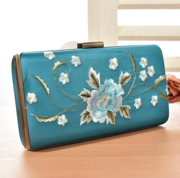 European and American vintage handmade embroidered peony high-grade hand clutch evening bags
