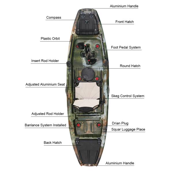 Customized Single Person Fishing Pedal Kayak Sit On Top Boat