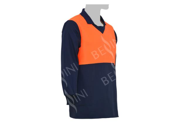 Fashionable Custom Long Sleeve Work Shirts , Personalised Work Clothing V Neck