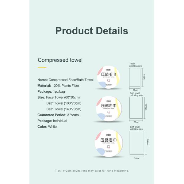 Toalha comprimida descartável de tecido não tecido para viagens