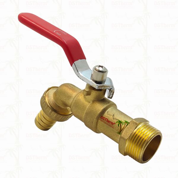 Gold Plated Heavy Duty Classic Red Iron Handle Bibcocks Water Spout Faucet Spigot Water Tap 3/4