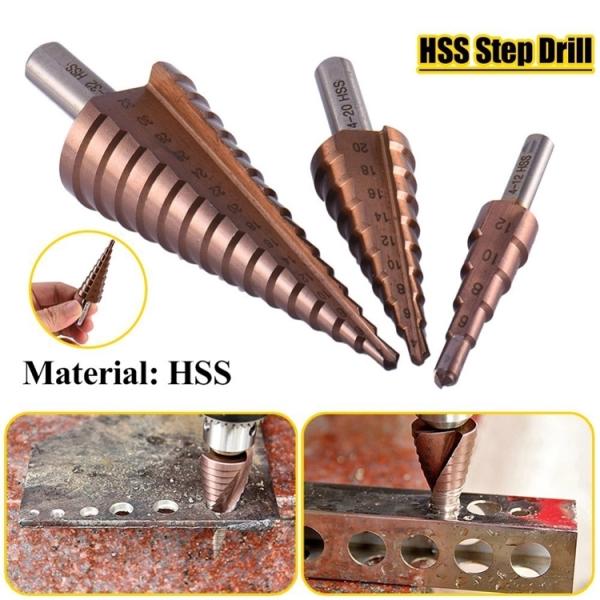 Straight Flute HSS Step Drill Bit , 2 Inch Step Drill Bit For Multiple Hole