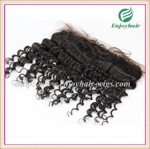 Brazilian virgin hair lace frontal 13''x4'' ,natural color deep wave 10''-24''L hairpiece