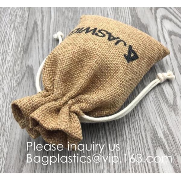 Candy Gift Pouch Bags with String Birthday Wedding Party Gift Jewlery Pouches Party Favor Jute Gift Bags Brown with Whit