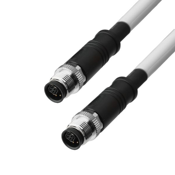 RoHS UL20554 26AWG cabo,BLACK PUR M12 híbrido 4+4Pin conector circular