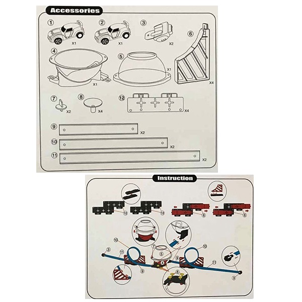 Spherical Toy Race Car Track Sets 360° Spinway Stunt Racing 26 Pcs 2 Cars 74 
