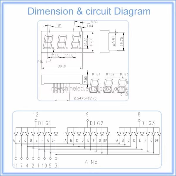0.4 Inch 3 digit LED Seven Segment Display