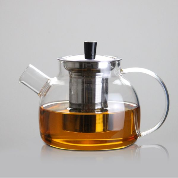 Modern Eco Friendly Borosilicate Glass Teapot , Glass Tea Infuser Kettle With Handle