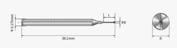 UCN SERIES Micro Single Flute Drill Bit 38.1mm Printed Circuit Board Drill Bits