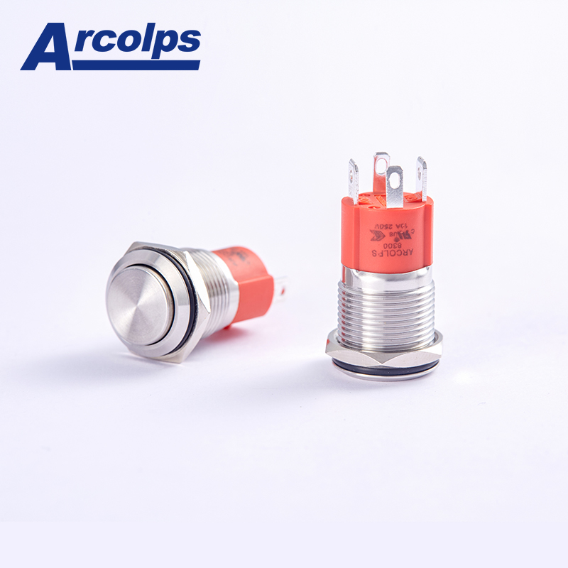 10A 250V IP66 Protected Stainless Steel Metal Push Button Switch for Industrial