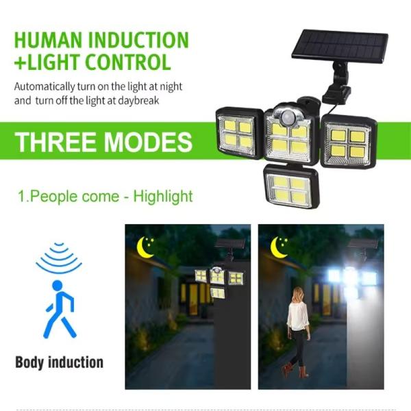 Wall Mount Solar Garage Four Heads Led Motion Sensor Security Light