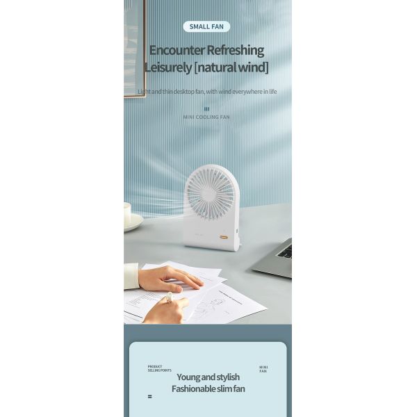 Stylish Portable Foldable Small Quiet Desk Fan C Type Rechargeable Fan Custom Logo