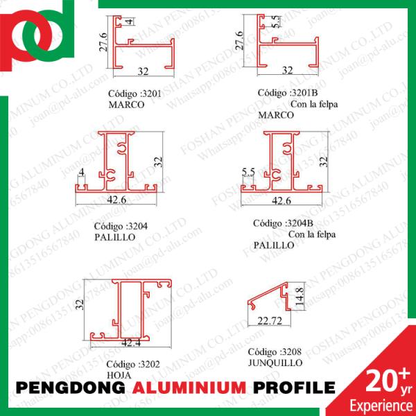 Linea 32 T8 Aluminum Window Extrusion Profiles Chemical Polished