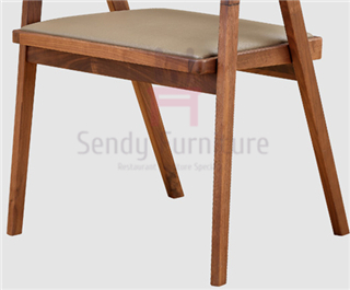 Geometry Oak Wood Upholstered Dining Chairs Commercial Wood Chairs 60 Degree Armrest