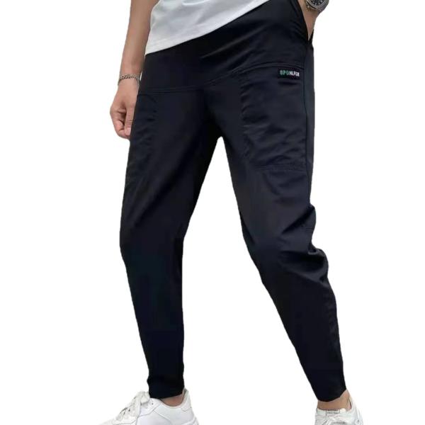 Flat Front Style Mens Cargo Pants InStock with Custom Buttons Loose Fitness Joggers