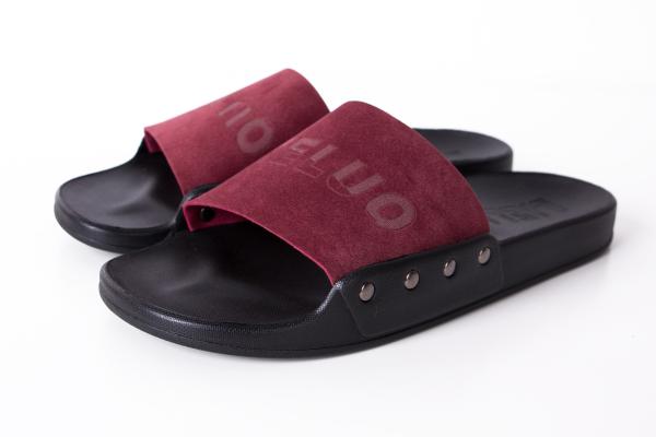 Indoor Mens Leather Open Toe Slippers , Summer Mens Toeless Slippers