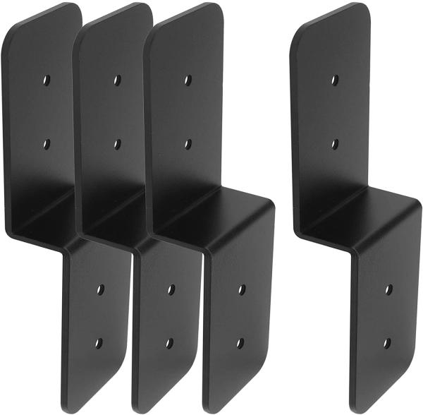 125 * 76mm de aço pesado preto Z Bracket Support para fixação de estrutura de madeira ao ar livre