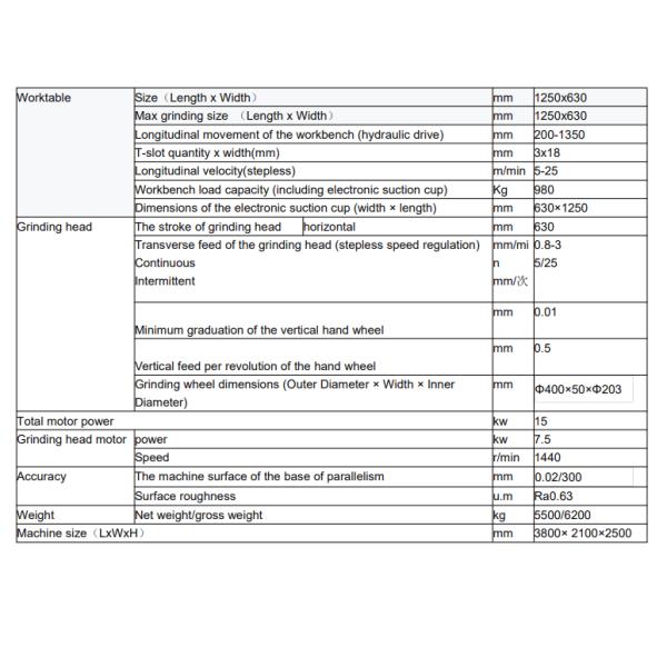 M7163x1250 big size worktable size surface grinding machine