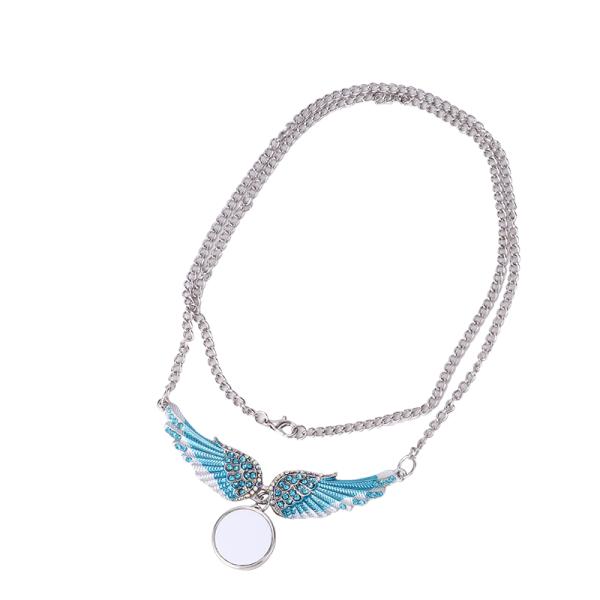 Personalized Photo Necklace Fashion Angel Wings Snap Button Pendant Necklace Sublimation Blank Necklace