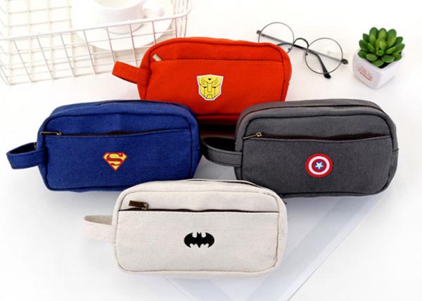 custom creative canvas pen bag with large capacity multi-layer zipper stationery bag for pens