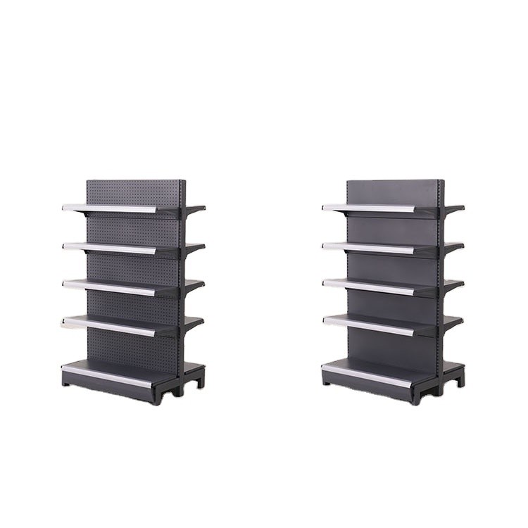Movable Supermarket Gondola Shelving Heavy Duty Style with Durable Powder Coated Finish