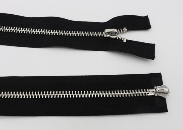 Non Lock Slider 20 Inch Two Way Metal Zip Black Polyester Tape For Backpack