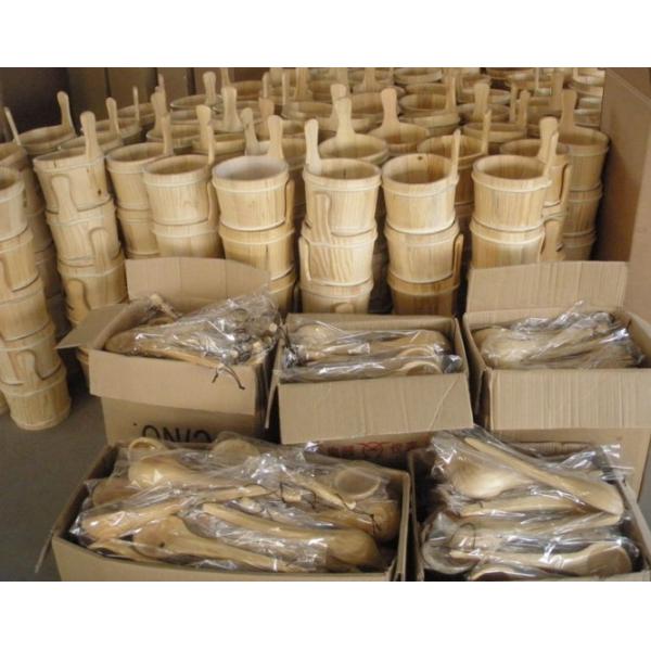 Steam Sauna Accessories Sauna Wooden Bucket And Spoon With Plastic Inner
