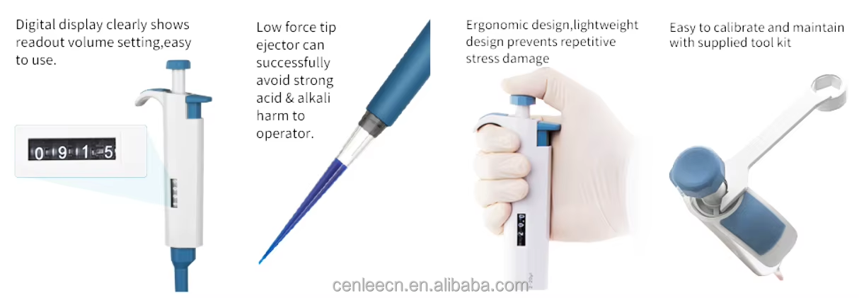 CenLee Plastic Liquid Dosing Dispenser Digital Fixed Variable Micro Pipette Adjustable Volume Autoclavable Laboratory