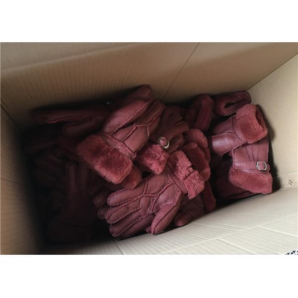 Перчатки овчины черного толстого меха самые теплые с выравниваться Ламбсвоол водоустойчивый