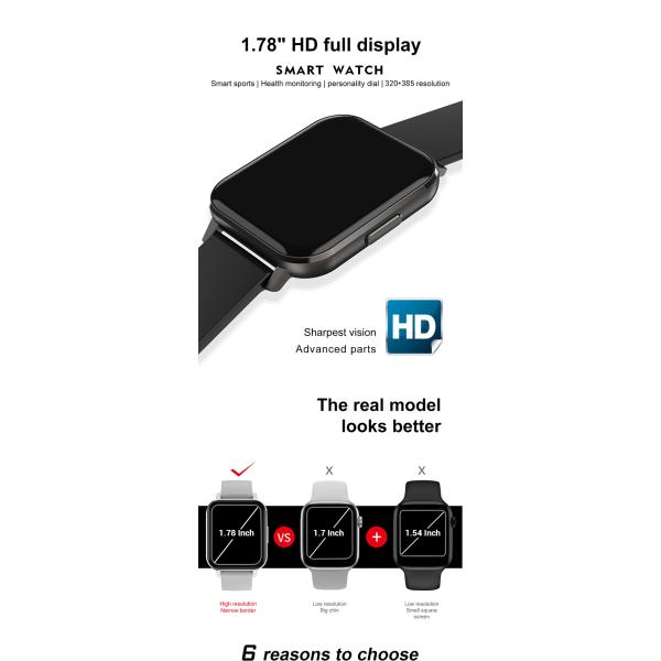 Браслет спорта DTX IPS умный большой дюйм IP68 ECG IPS 1,78 экрана
