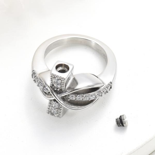 Stainless Steel Cremation Ring For Ash Cross Memorial Urn Jewelry Human/Pet Ash Holder Style Fashionable