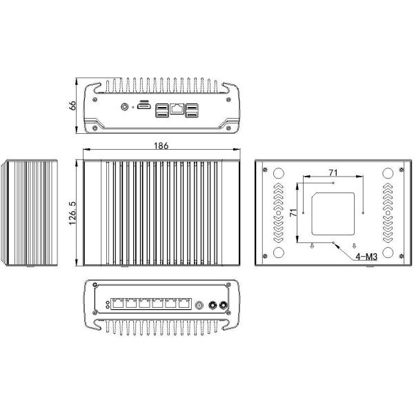 IBOX-501 N18 без вентилятора Mini Industrial PC Quad Core 32 ГБ Хранилище с MSATA