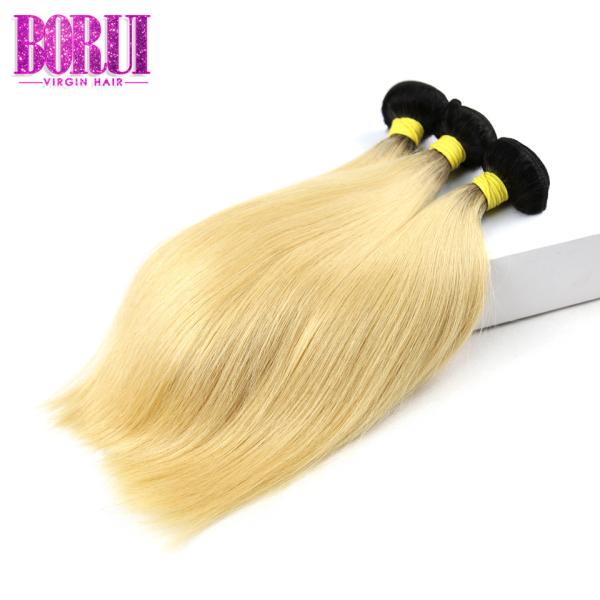 1b613 Blonde Human Hair Extensions With Closure Silky Straight Wave Soft Smooth