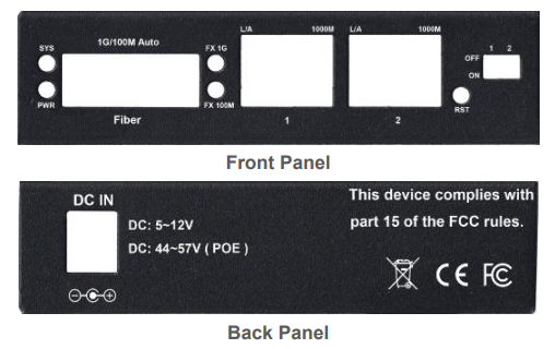 Cloud Managed Fiber Switch Gigabit 2-Port 10/100/1000Base-Tx and 1-Port 1000Base-Fx