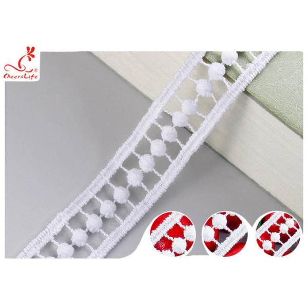 2CM White Guipure Embroidered Lace Trim With Poly Milk Silk Pass OEKO TEX 100