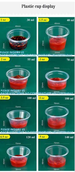1oz 1.5oz 2oz 3.25oz 4oz 5oz Biodegradable Disposable Food Transparent Sauce Cups Takeaway Food Sauce Container