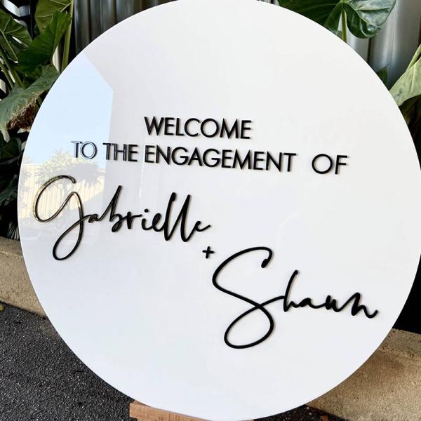 Birthday Party Baby Shower Decoration Circle Engagement Wedding Welcome Sign Custom 3D Acrylic Round Wedding Signs