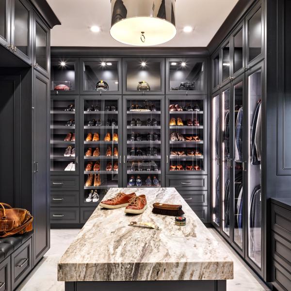 Walk In Glass Door Big Wardrobe Closets Classic Multi Color U Shape Solid Wood Pole System
