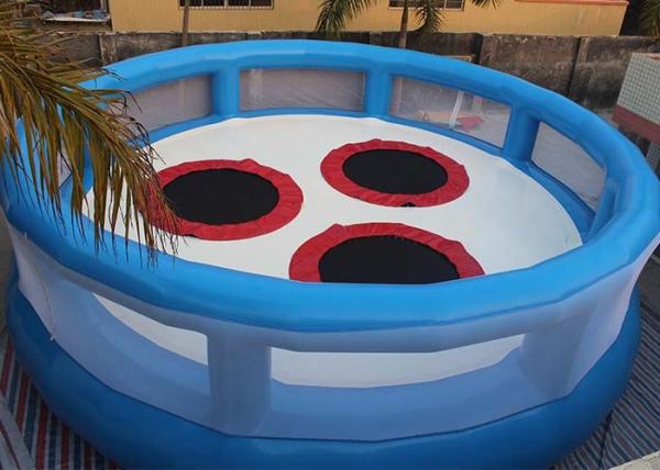 0.9mm PVC Attractive Inflatable Sports Games , Bungee Jumping Trampoline For Fun Games