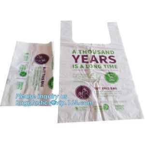 Сумка используемая для еды взятия отсутствующей, Компостабле устранимая Биодеградабле сумка футболки БиоПластик отброса полиэтиленовых пакетов для замороженного