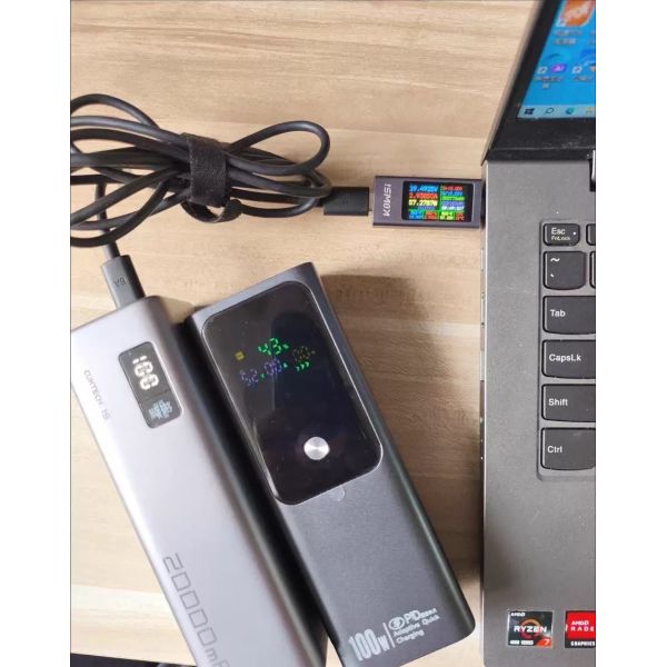 Rechargeable Power Bank 100W Two Way Fast Charging 20000mAh USB A USB C Wired Portable Large Capacity Notebook Charger